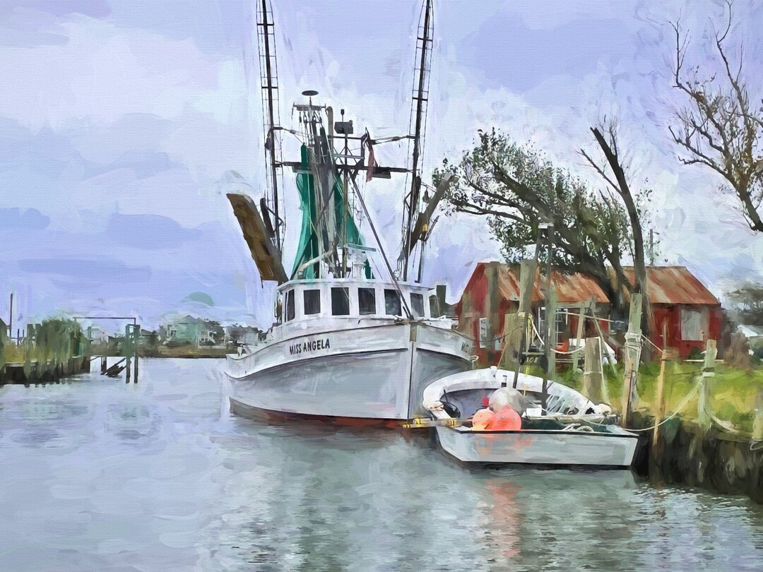 Shrimp Boat 'miss Angela' Giclee Printed on Canvas Harkers Island, NC