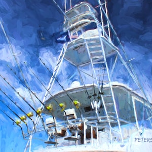 Sportfishing Yacht Big Rock Blue Marlin Tournament Canvas by NC Artist Jan Peterson