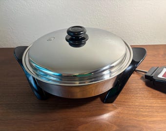 Padella elettrica Vintage Saladmaster 316T in acciaio inossidabile al titanio da 12" con nucleo oleoso SA012OCU
