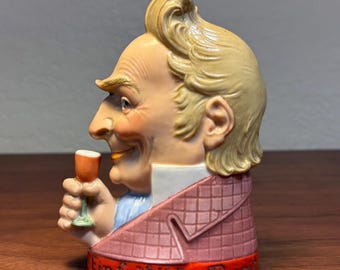 Schafer Vater Figural Flask, Authentic German Prosit Toast, 1920s Porcelain Spirit Bottle