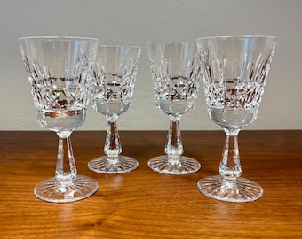 Waterford Kylemore Crystal Claret Wine Glasses Gothic Mark Set of 4 Made in Ireland
