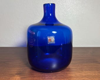 Blenko 6424 Cobalt Blue Glass Candle Vase Joel Philip Myers