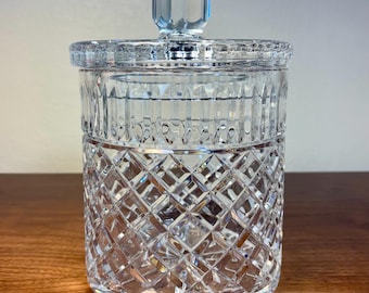 Grande barattolo per biscotti in cristallo al piombo pesante con coperchio, stile boho, lucido, con taglio a diamante, 23 cm.