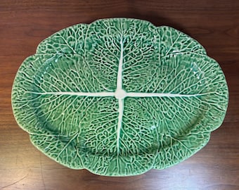 Bordallo Pinheiro Cabbage Green Oval Serving Platter 17 Inch Portugal