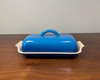 Le Creuset Heritage Butter Dish Marseille Blue Stoneware New With Tags