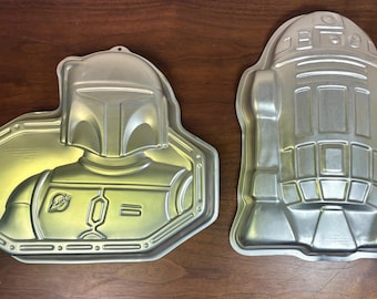 Vintage Wilton Star Wars Cake Pan Set 1980 1983 R2D2 and Boba Fett Aluminum Molds