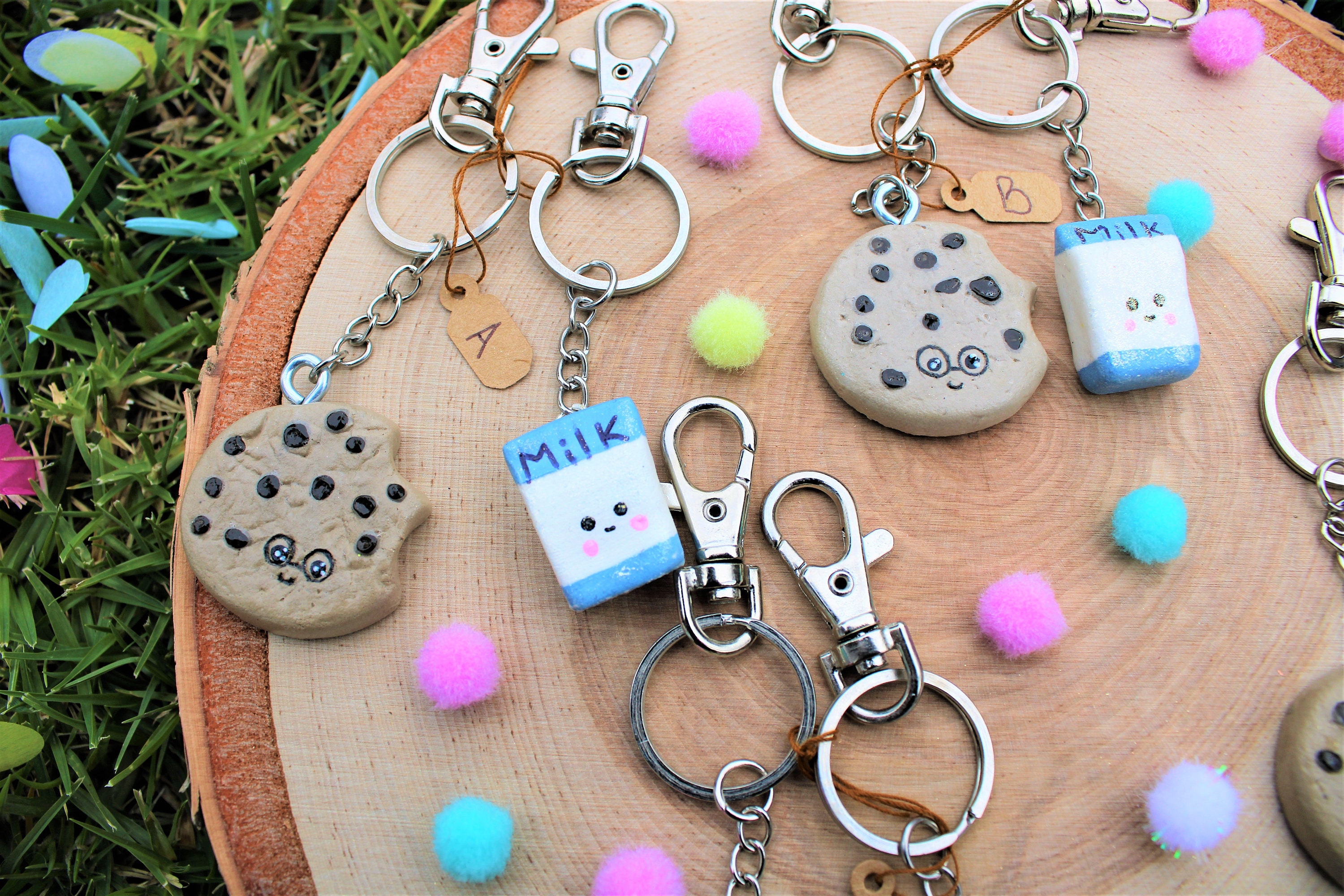Milk & Cookies Keychain Set Chocolate Chip Cookie Etsy
