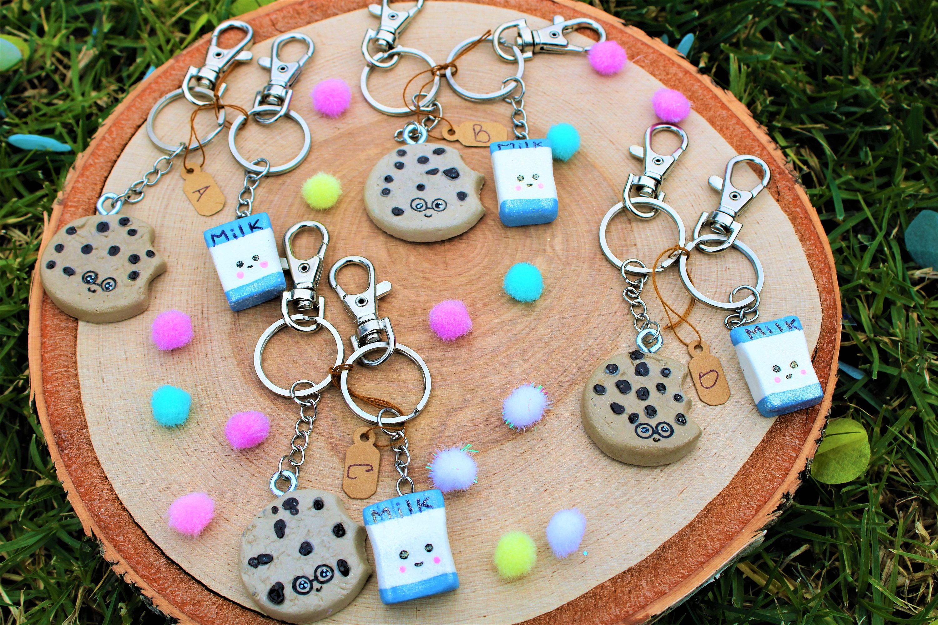 Milk & Cookies Keychain Set Chocolate Chip Cookie Etsy
