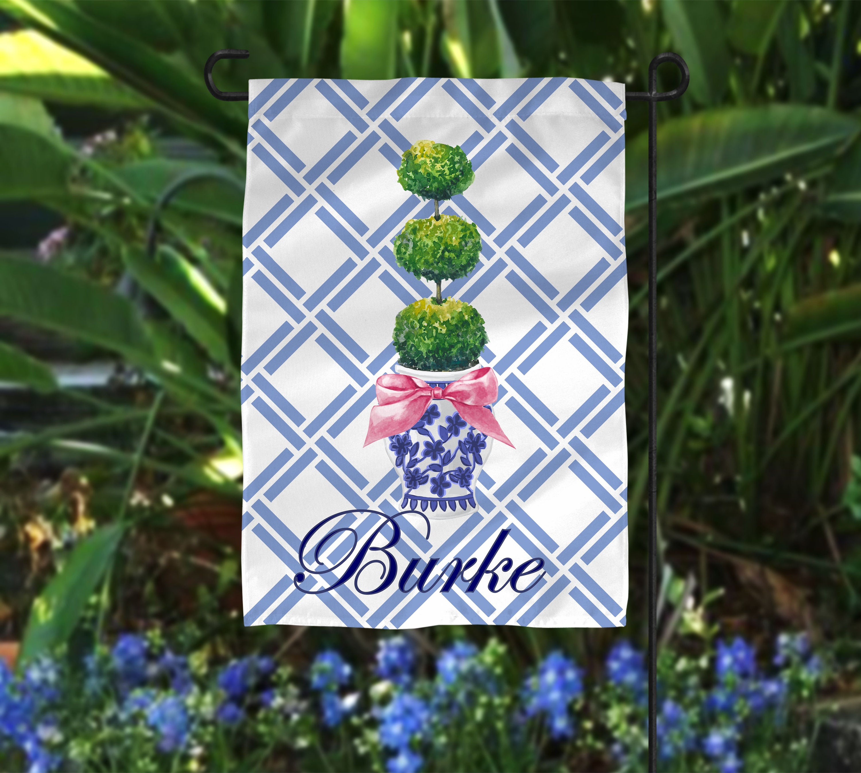 Preppy Personalized Ginger Jar Topiary Garden Flag Custom Etsy