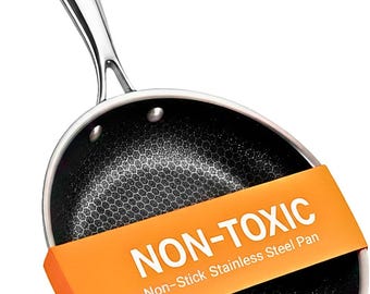 Non-Toxic Frying Pan, Non Stick Fully Clad for Fast & Even Heat, PFOA-Free, Premium 304 SS Handle, Induction Compatible, Oven Safe