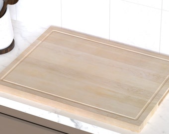 American Hard Maple Wood Cutting Board Conditioned with Beeswax, Flaxseed Oil, and Lemon Oil. Extra Large 24-inch Butcher Block by Ziruma.