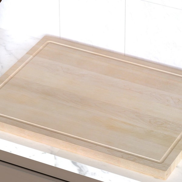 American Hard Maple Wood Cutting Board Conditioned with Beeswax, Flaxseed Oil, and Lemon Oil. Extra Large 24-inch Butcher Block by Ziruma.