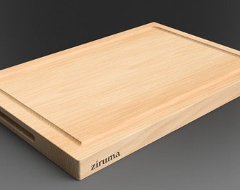 American Hard Maple Wood Cutting Board Conditioned with Beeswax, Flaxseed Oil, and Lemon Oil. 16-inch Butcher Block by Ziruma.