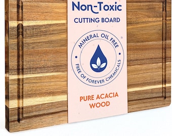 Acacia Wood Cutting Board: Large Butcher Block with Juice Groove