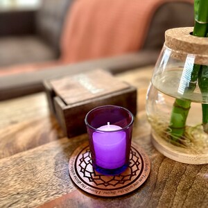 Engraved Wooden Chakra Candle and Incense Holder