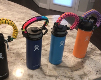Paracord Water Bottle Holder: Fits Hydro Flask, Carabiner & Safety Ring