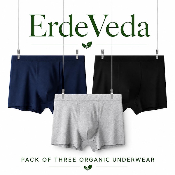 Organic Cotton Men’s Boxer Briefs 3 Pack – GOTS & OEKO-TEX Certified Non-Toxic Underwear, breathable underwear