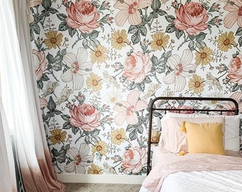 Vintage Floral Wallpaper Etsy Vintage Floral Wallpaper Etsy