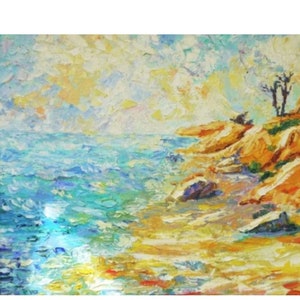 Big Sur Beach Original Painting Rocks Seascape Artwork 12 by 16 Landscape Wall Art Impasto Oil Painting Beach Art by BeeTArtistGallery