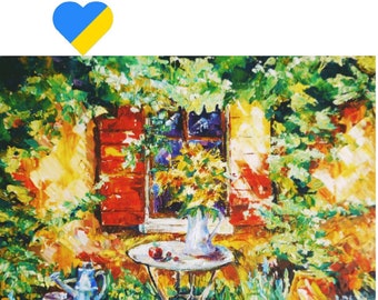 トスカーナの風景油絵 イタリア トスカーナの芸術 厚塗り絵画 田舎の家