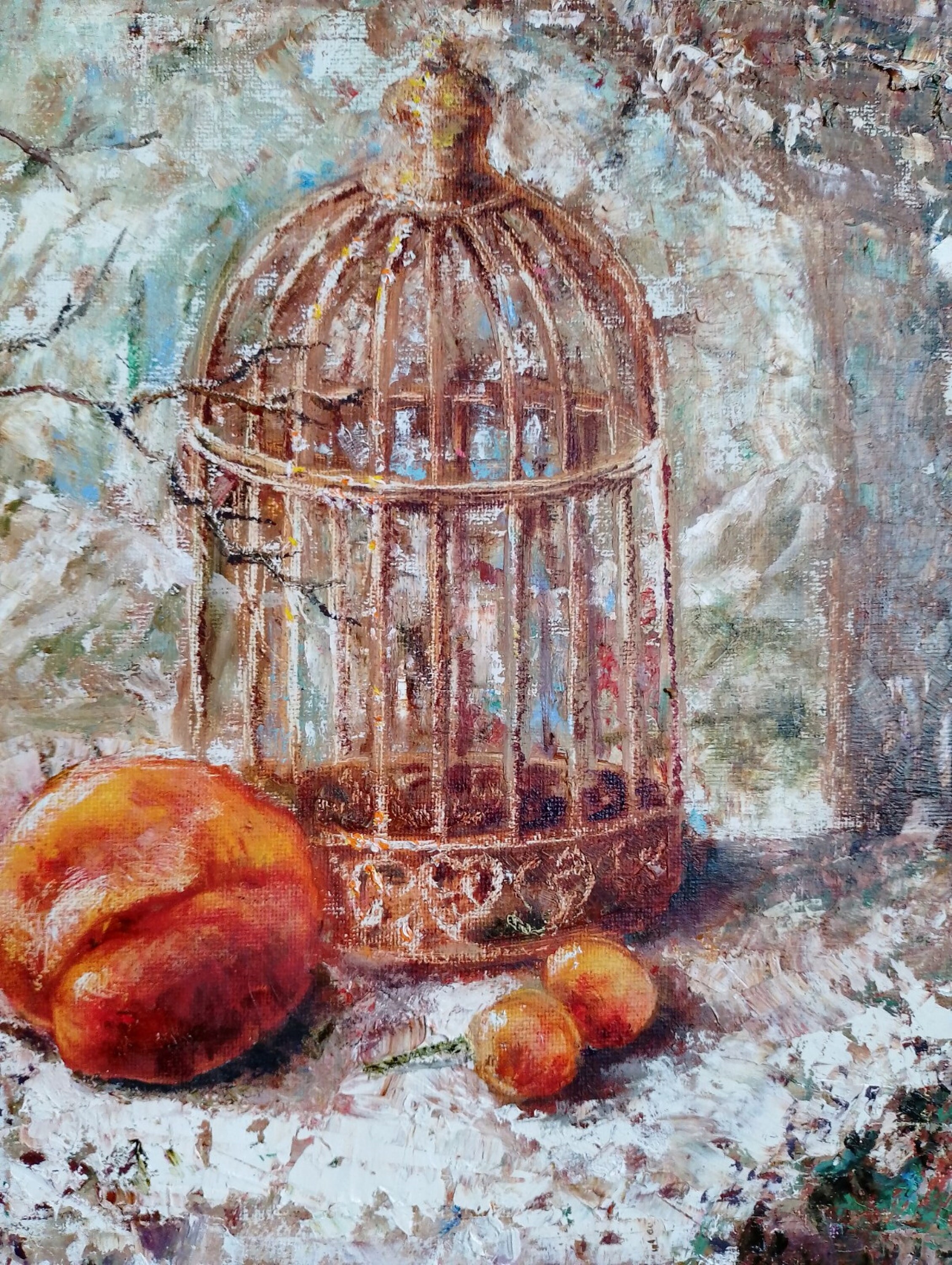 油絵 桃とティーポット 油絵 桃とティーポット 油絵 桃とティーポット