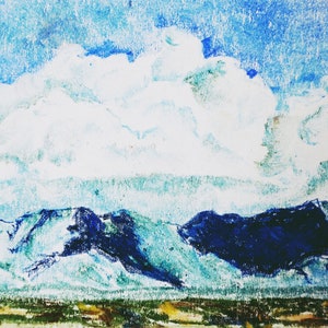 Desert Painting Original Mountain Landscape of Anza -Borrego Desert State Park Small Painting 6 by 9" Clouds Wall Art by BeeTArtistGallery