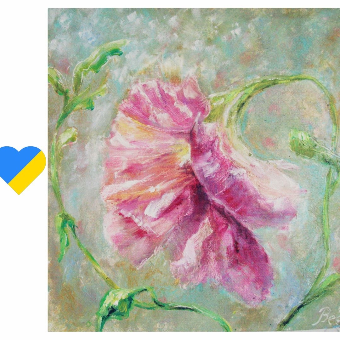 Ukrainian Flower Painting Original Art Floral Wall Art 10 by 10 Oil