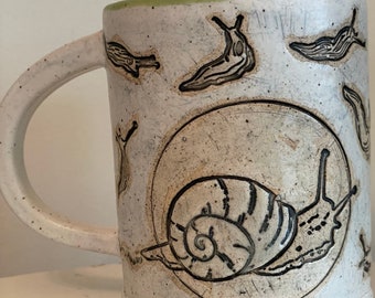 Slug Mug- Handmade Slug and Snail Art Pottery Mug