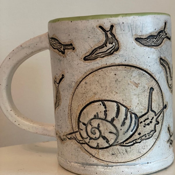 Slug Mug- Handmade Slug and Snail Art Pottery Mug