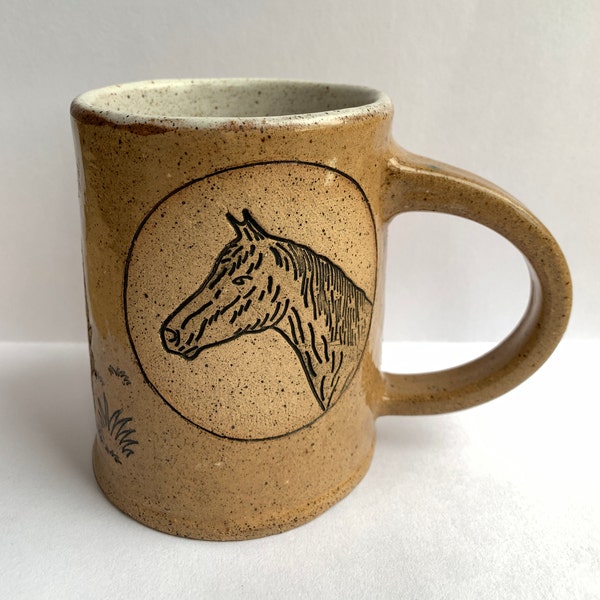 Foal and Mare Mug - Handmade Horse Art Handmade pottery Horse and pony Cup Handmade horse Mug
