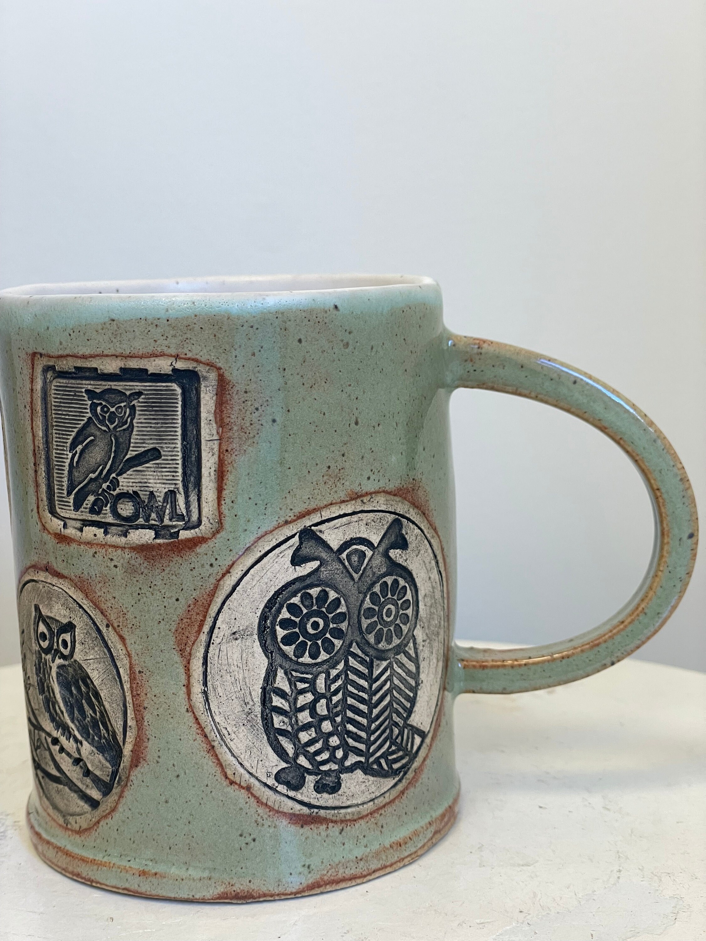Owl Mug- Handmade Owl pottery for someone &ldquo;hoo&rdquo; Loves owls, owl collectors, featuring re