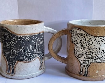 Black Sheep/White Sheep Mug- Handmade Art Pottery gift