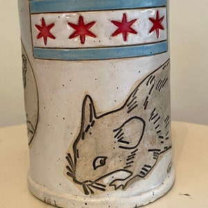 Chicago #1 Rattiest City Rat Mug -Unique Chicago Souvenir- Handmade Chicago Rat Art, Pottery Mug image 1