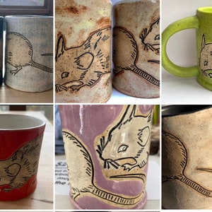 Rat Mug - Handmade Rat Art Gift, Rat Pottery Mug- you choose color way