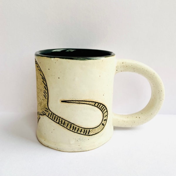 Smallest Rat Mug - Handmade Rat Art, Pottery Mug