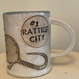 Chicago #1 Rattiest City Rat Mug -Unique Chicago Souvenir- Handmade Chicago Rat Art, Pottery Mug image 2
