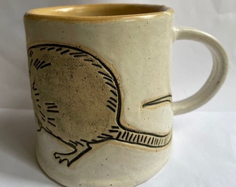 One Rat + Rat Block Rat Mug -Handmade Rat Art Pottery Mug