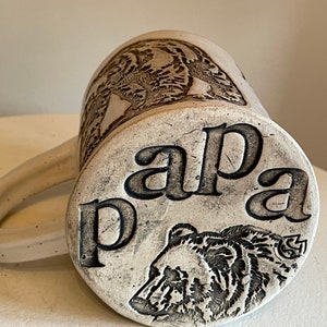 What a Papa Bear Mug- Handmade Father Bear Grandfather Bear Art, Handmade pottery