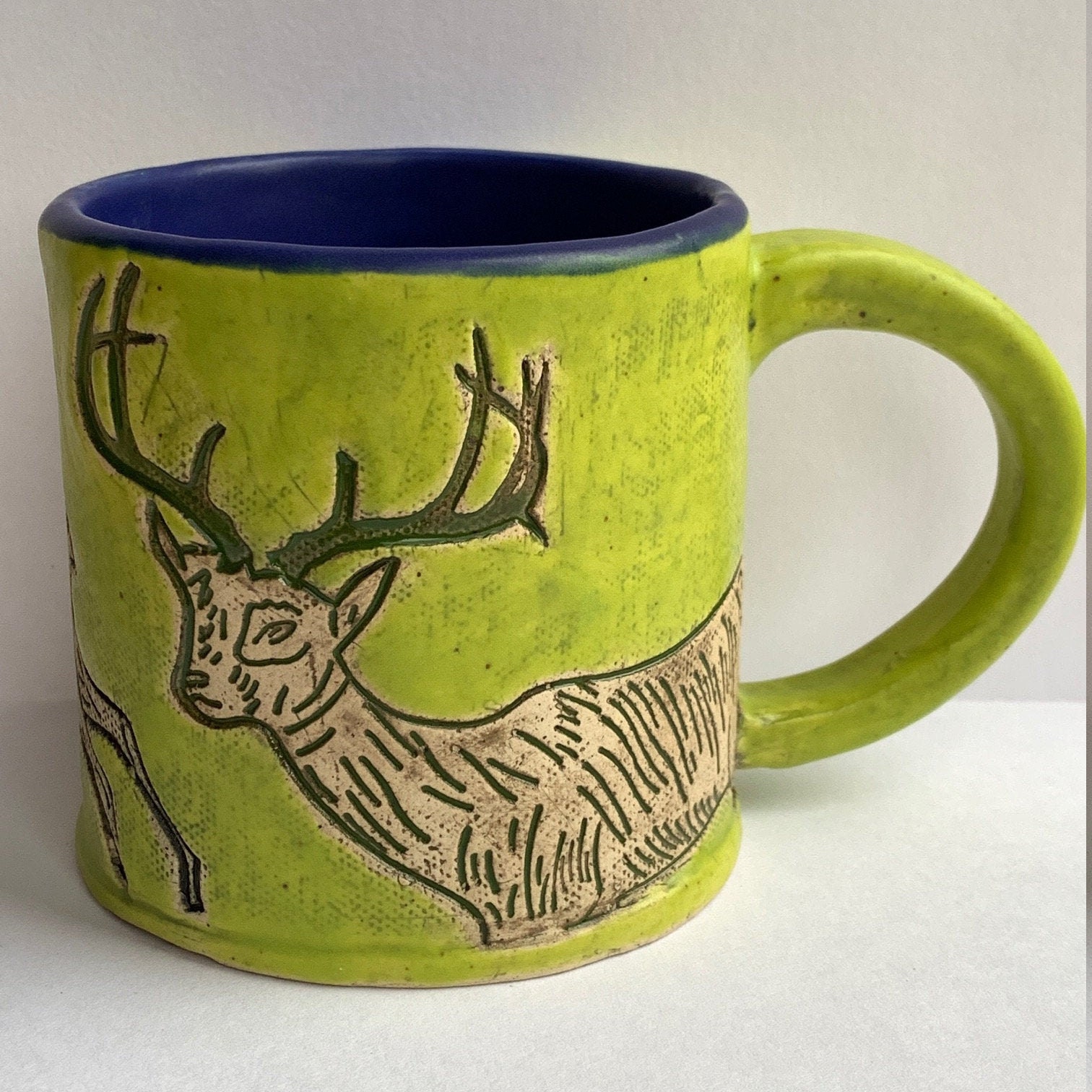 AwakingWaves Cute Cartoon Deer mugs, Hand Painted Ceramic Funny Coffee Mug,  Aesthetic Home Decor and Office Desk, Suitable for Party Picnic