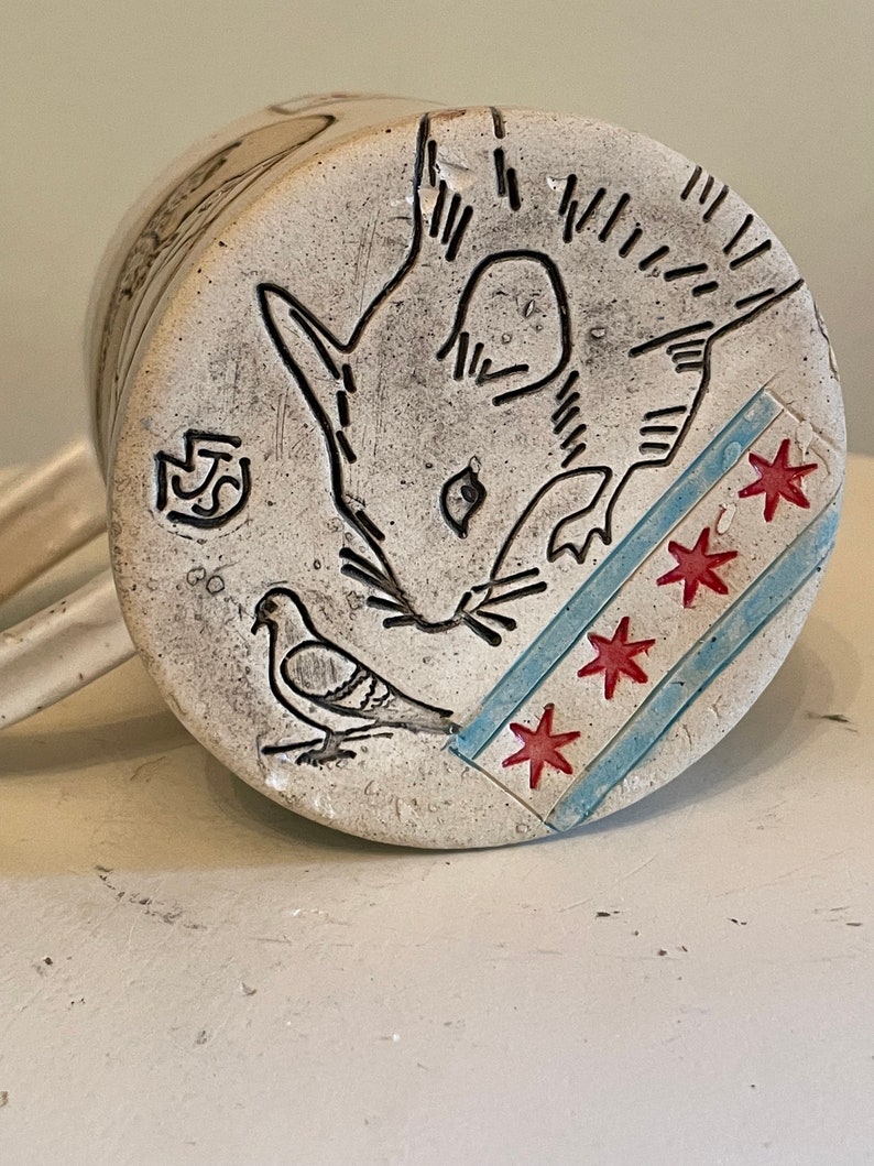 Chicago #1 Rattiest City Rat Mug -Unique Chicago Souvenir- Handmade Chicago Rat Art, Pottery Mug image 4