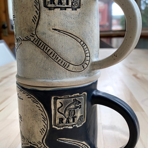 Rat Mug Set- Handmade Rat Art Pottery Mug