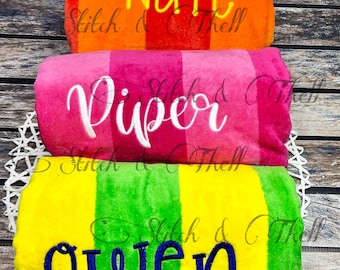 Personalized BEACH TOWEL / Name Beach Towel / Embroidered Beach Towel
