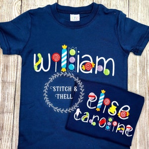 Kids Personalized Candy Themed Shirt, Personalized Sweet Tooth Shirt, Girls Candy Shirt, Boys Candy Shirt