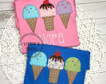 kids Personalized Ice Cream Shirt, Summer Ice Cream Tee, Ice Cream outfit