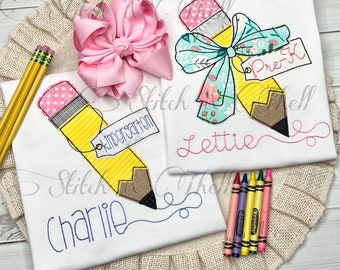 Back to School Shirt, First Day of School Shirt, Personalized Back to School Shirt, Pencil and Bow Back to School Shirt