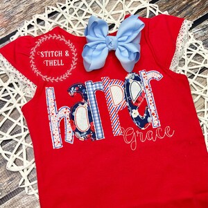 Kids Patriotic Name Shirt, 4th of July Name Shirt, 4th of July Tank Top, Red White & Blue, Independence Day