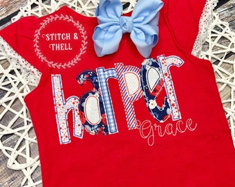 Kids Patriotic Name Shirt, 4th of July Name Shirt, 4th of July Tank Top, Red White & Blue, Independence Day