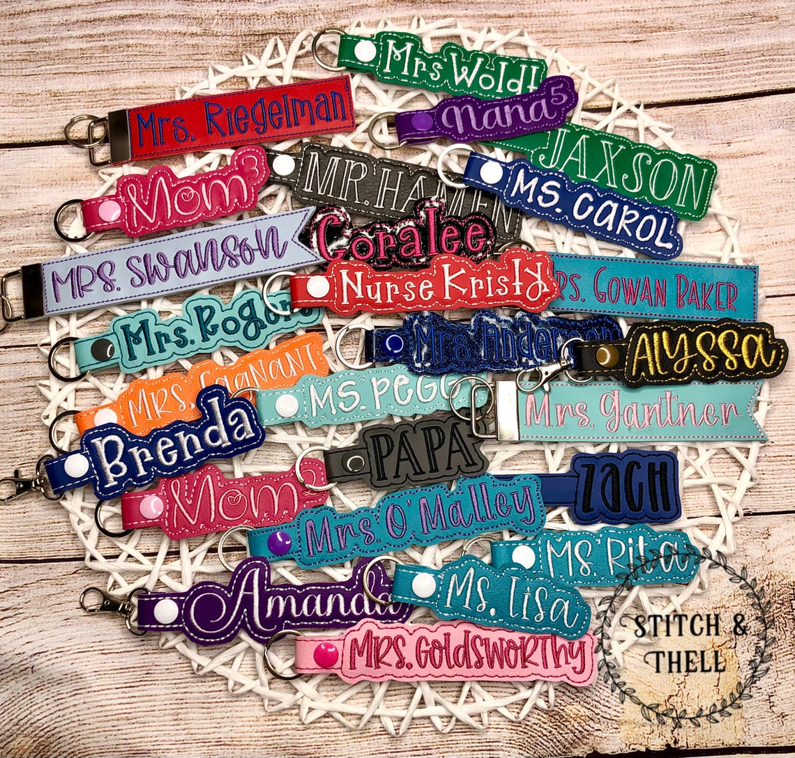 Personalized Name Keychain Name Keychain Embroidered Name Etsy.de