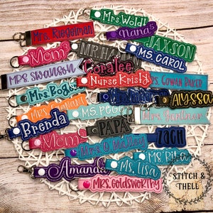 Personalized Name Keychain, Name Keychain, Embroidered Name Keychain, Bag Tag, Backpack Tag, Luggage Tag, Bag Tag, Teachers, Kids