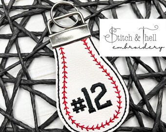 Baseball Keychain, Softball Keychain, Embroidered Softball Baseball Keychain, Personalized Baseball Keychain, Personalized Softball Keychain